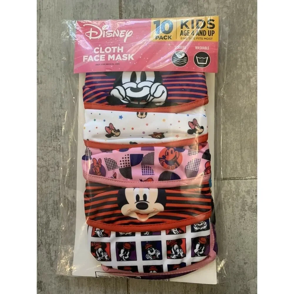 DISNEY 3 Layers Washable Reusable Cloth Face Masks 10 Pack Minnie Mickey Kids
